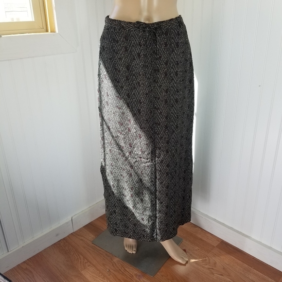 J.Jill Tie at Waist Side Slit Hem Floral Chevon Patterned Maxi Skirt - Picture 1 of 14